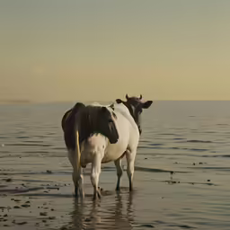 a cow with horns standing on the beach