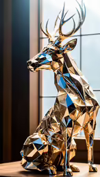 an origami deer sitting next to a window