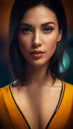 a beautiful young woman wearing a bright yellow top