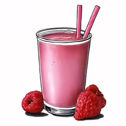 a glass of smoothie, with two straws on top of it