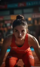 a female tennis player getting ready for a match