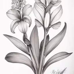 a flower drawing with pencil on paper