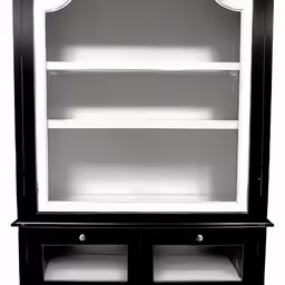 a large black and white shelf is shown