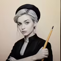 the painting shows a woman dressed in black