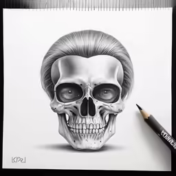 a drawing of a skull wearing glasses