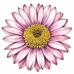 pink flower with yellow center on a white background
