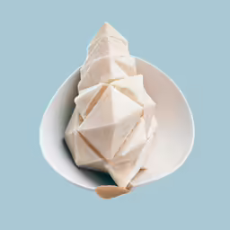 a white bowl with some white food on it