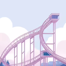 a purple roller coaster in the sky