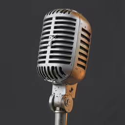 the old microphone is attached to a metal stand