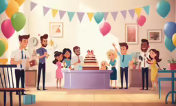 a family celebrating their baby shower with balloons