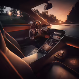 a car dashboard and center console of the vehicle