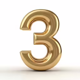 a gold foil - like number, 3