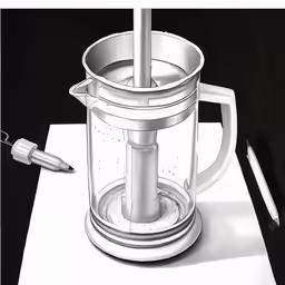 a pen and paper holder are sitting on a table