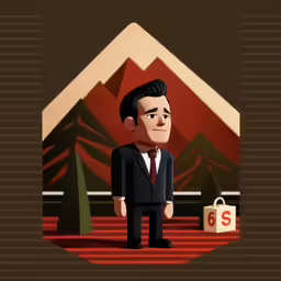 a 3d man is standing near a luggage bag