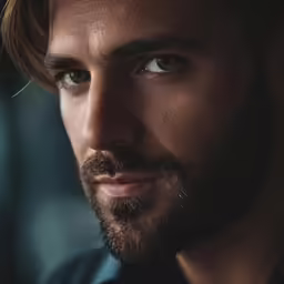 a man is staring at the camera with a big smile