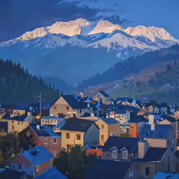 the city of a small town in the mountains