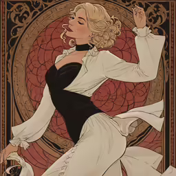 the illustration depicts a woman in black and white