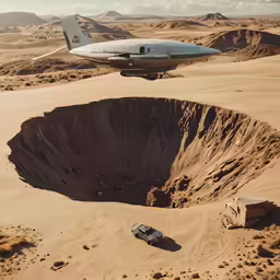 there is a truck stuck on the ground next to the plane
