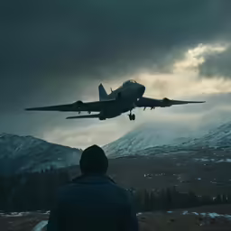a jet is flying high in the sky