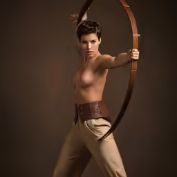 an naked man is posing with a long handled hoop