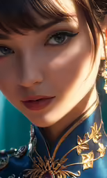 woman in oriental clothes with large earrings