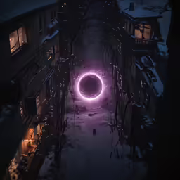a circle with light painted on it