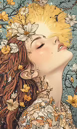 a painting of a woman with her eyes closed