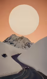 the sun shining over a mountain side road