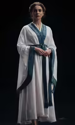 a woman standing on top of a black surface