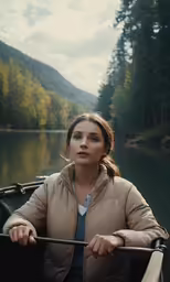 a woman is on the deck of a boat