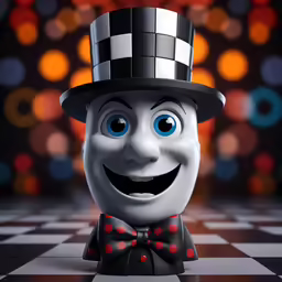 a cartoon train character wearing a top hat and bow tie