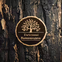 a tree with brown wood texture and gold foiling is the logo of a financial representative