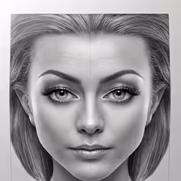 a pencil drawing of a woman with makeup