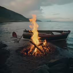 a boat sitting on top of a body of water