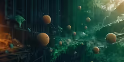 a wall that has a bunch of oranges hanging from it