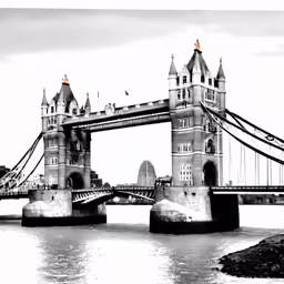 there is a long view of the london tower bridge