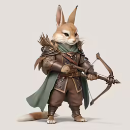 a rabbit dressed in costume holding an arrow