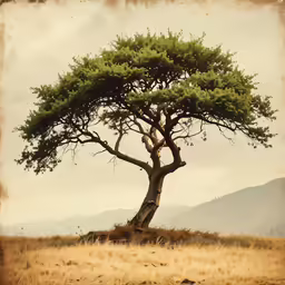 a very big pretty tree on the side of a hill