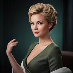 the woman is posing with her hand on her hip