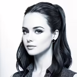 a woman wearing ear earrings standing and looking up