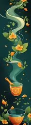 an illustration of a bowl with oranges floating on water