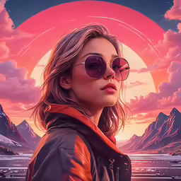 a woman in sunglasses looking at the sun