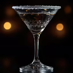 a very shiny margarita glass filled with a drink