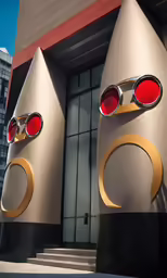 large modern outdoor architecture design in red and gold