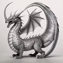 a dragon standing on top of a white surface
