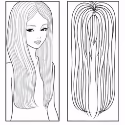 coloring pages of long hair for the doll
