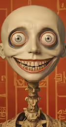 a creepy looking head with eyes sticking out of it
