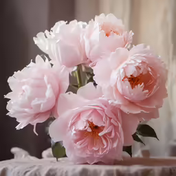 pink flowers in a vase on a table
