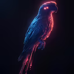 a large bird that has bright red eyes