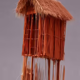 a straw that is connected to a pole